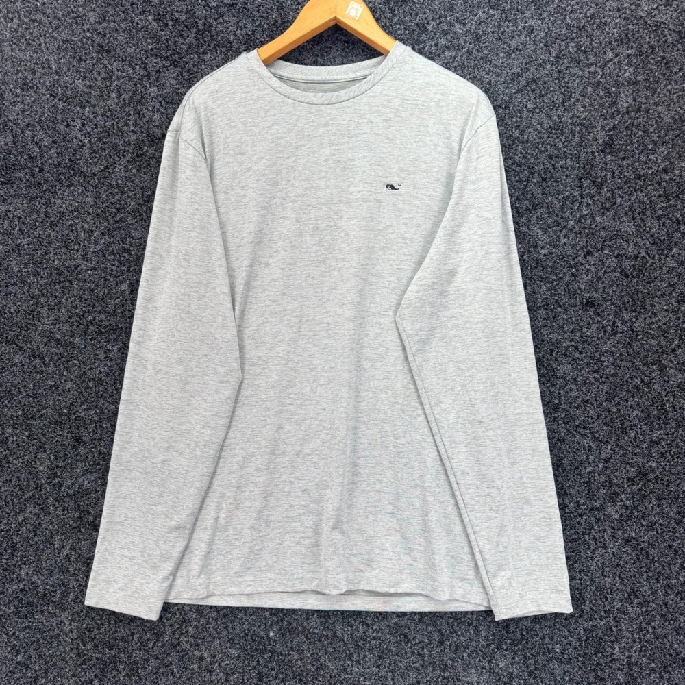 Vineyard Vines Performance Mens Medium Gray Long Sleeve Whale Logo T-Shirt